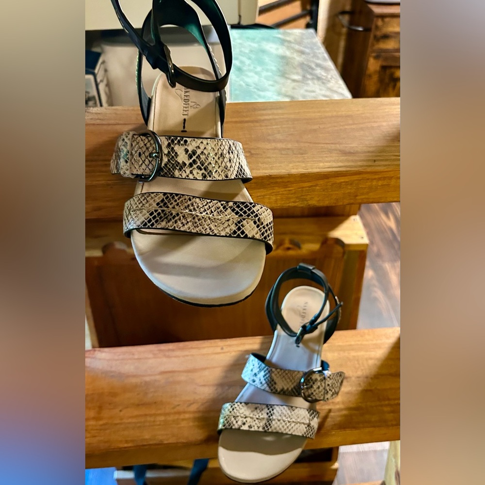 Naked Feet Zeke Snake Print Genuine Leather Strappy Sandals 10 - Picture 9 of 16